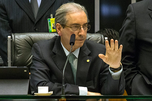 O presidente da Cmara, Eduardo Cunha, durante sesso para votao da reforma politica