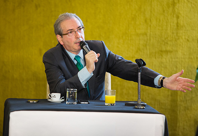 O presidente da Cmara, Eduardo Cunha, faz balano do semestre em caf da manh com jornalistas