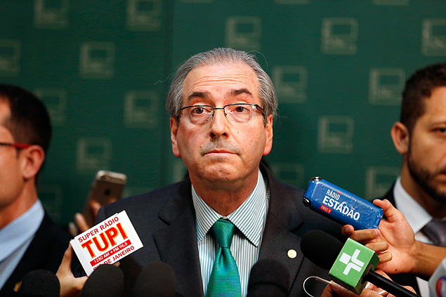 O presidente da Câmara, deputado Eduardo Cunha, dá entrevista e nega acusações de Júlio Camargo