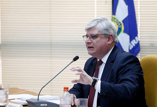 O procurador-geral da Repblica, Rodrigo Janot, em debate na sede da procuradoria, em Braslia