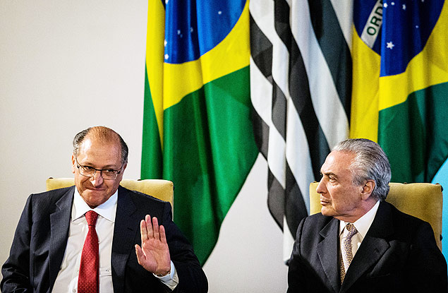 O governador de SP, Geraldo Alckmin, em homenagem ao o vice-presidente da Repblica, Michel Temer