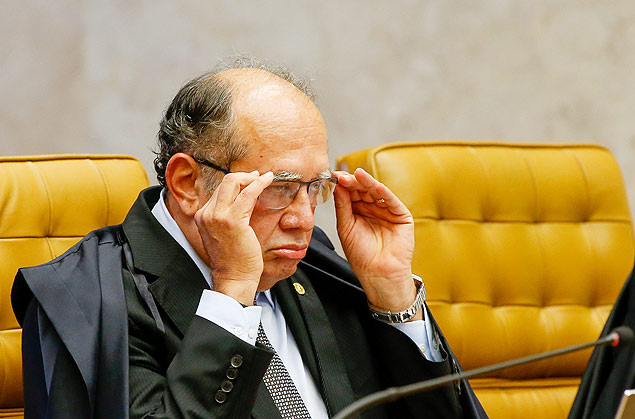O ministro Gilmar Mendes, durante sessão em que abandonou a plenária do Supremo Tribunal Federal