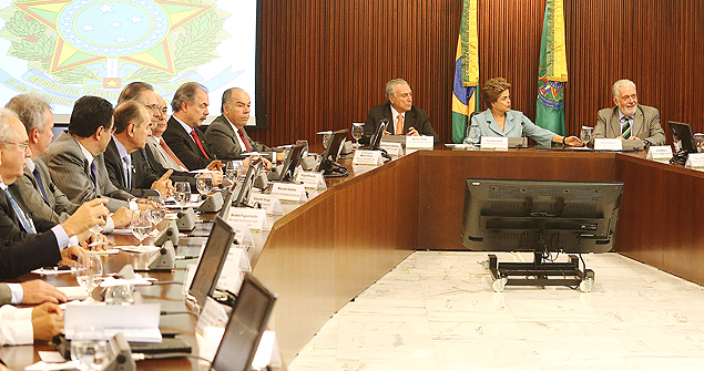 A presidente Dilma comanda a primeira reunio com novos ministros, que tomaram posse