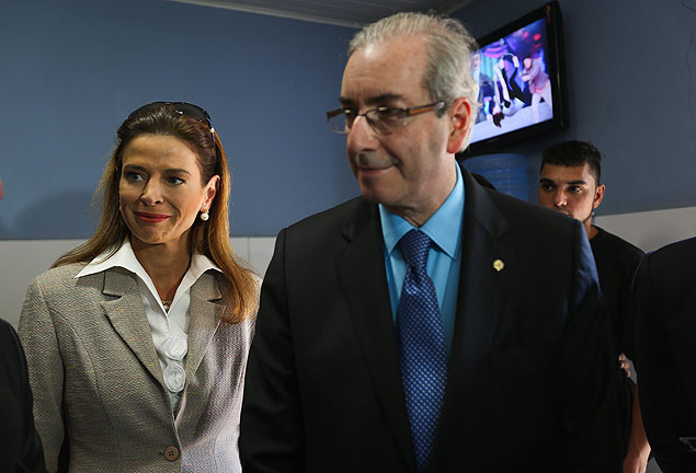 President of Brazil's lower house of Congress, Eduardo Cunha, and his wife, the journalist Claudia Cruz