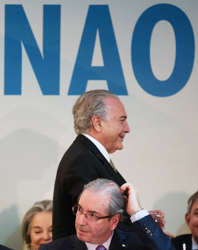 O vice Michel Temer e o deputado Eduardo Cunha, no evento do PMDB