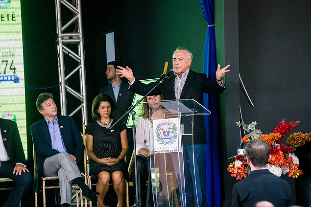 O vice Michel Temer, presidente do PMDB, em evento no interior paulista