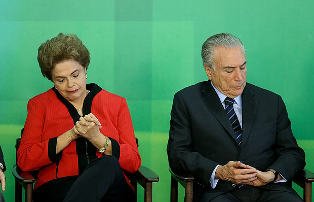 A ento presidente Dilma Rousseff e o vice, Michel Temer, em evento em Braslia