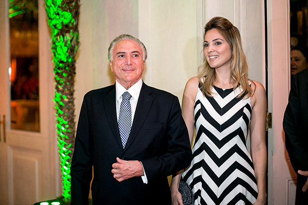O vice-presidente Michel Temer e sua mulher, Marcela Temer, durante jantar de gala
