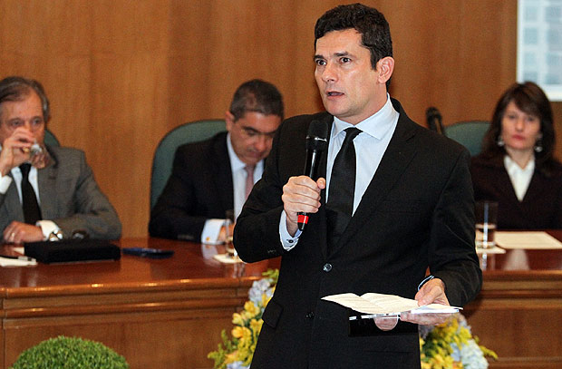 O juiz federal Srgio Moro durante homenagem na cidade de Curitiba (PR)
