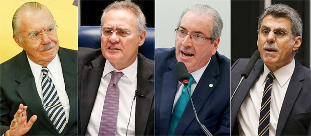 Os peemedebistas Jos Sarney, Renan Calheiros, Eduardo Cunha e Romero Juc