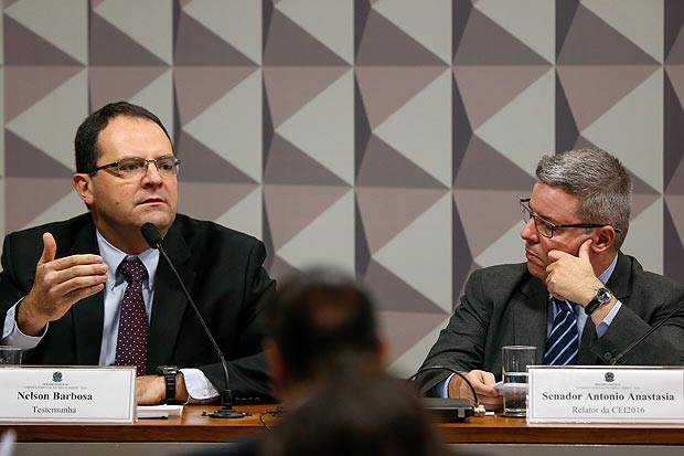O ex-ministro Nelson Barbosa ( esq.) e o senador Antonio Anastasia (PSDB-MG) na comisso do impeachment