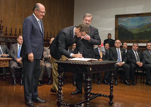 Governador Geraldo Alckmin na cerimnia de posse de Ricardo Salles como secretrio do Meio Ambiente
