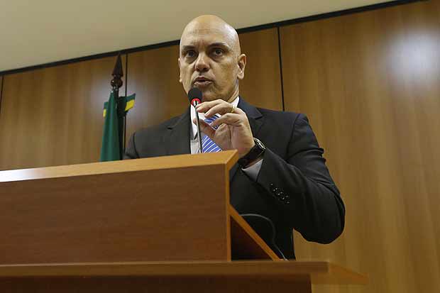 O ministro da Justiça, Alexandre de Moraes, durante entrevista em Brasília