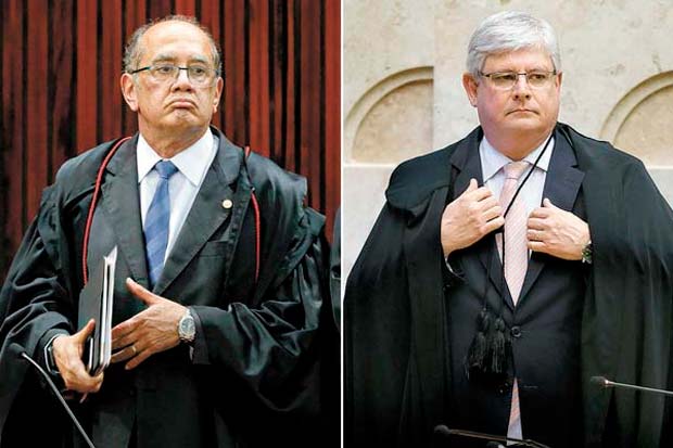 O ministro do Supremo Gilmar Mendes e Rodrigo Janot, procurador-geral da Repblica