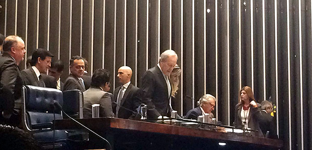 O presidente do STF, Ricardo Lewandowski, chega ao Senado para dar incio ao julgamento de Dilma Rousseff
