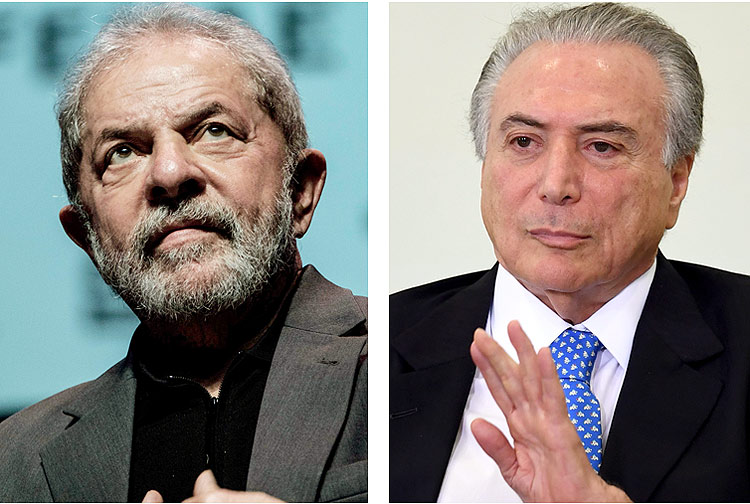 Fotomontagem: Lula (esq.) e Michel Temer 