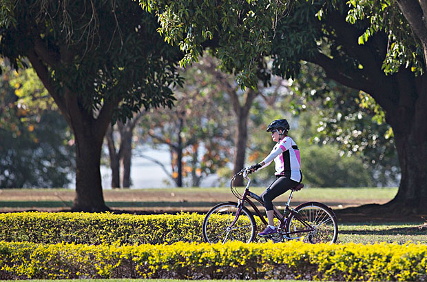 Brazil's ousted President Dilma Rousseff rides her bike near the official residence of the president, Alvorada Palace, in Brasilia, Brazil, Thursday, Sept. 1, 2016. Brazil's Senate on Wednesday voted to permanently remove Rousseff from office, the culmination of a yearlong fight that paralyzed Latin America's largest nation and exposed deep rifts among its people on everything from race relations to social spending. (AP Photo/Leo Correa) ORG XMIT: XLC101