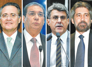 Os senadores peemedebistas Renan Calheiros (AL), Jader Barbalho (PA), Romero Jucá (RR) e Valdir Raupp (RO) – Waldemir Barreto e Marcos Oliveira/Agência Senado, Pedro Ladeira/Folhapress Os senadores peemedebistas Renan Calheiros (AL), Jader Barbalho (PA), Romero Jucá (RR) e Valdir Raupp (RO) – Waldemir Barreto e Marcos Oliveira/Agência Senado, Pedro Ladeira/Folhapress
