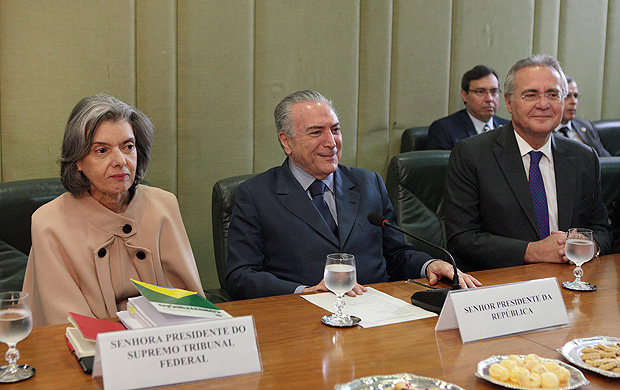 Presidente do STF, Cármen Lúcia, durante encontro Michel Temer e Renan Calheiros