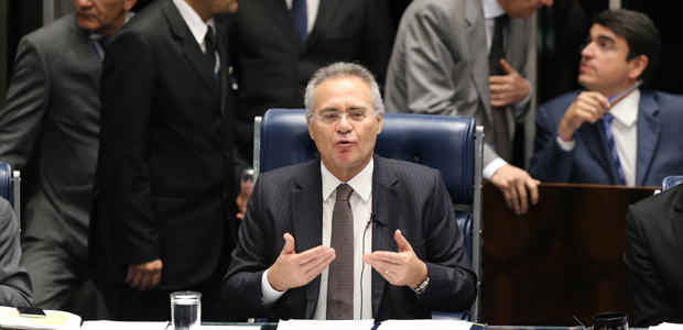 O presidente do senado, Renan Calheiros (PMDB-AL), em sessao de debates no Senado