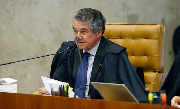 O ministro Marco Aurlio Mello, durante sesso desta quarta (7) sobre o afastamento de Renan Calheiros
