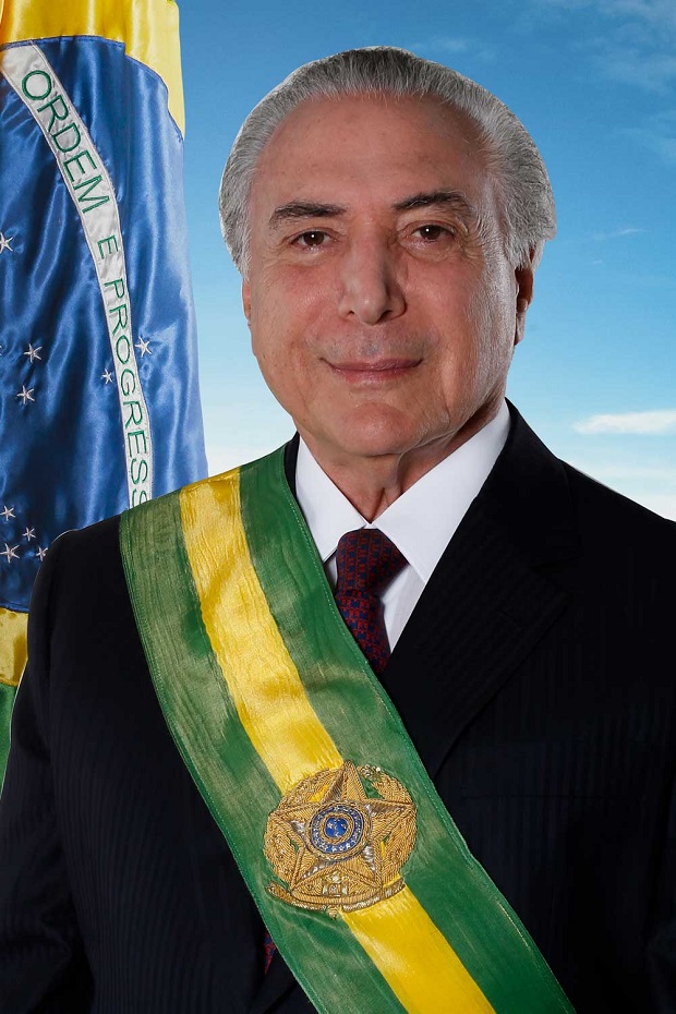 Retrato oficial do presidente Michel Temer, feito por Orlando Brito