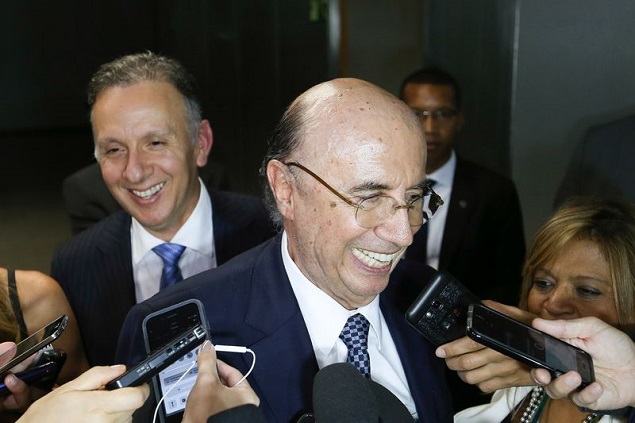 O ministro Henrique Meirelles e o deputado Aguinaldo Ribeiro nesta quarta 8.mar.2017