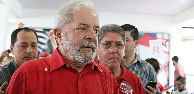O ex-presidente Lula na sede do PT em São Bernardo do Campo