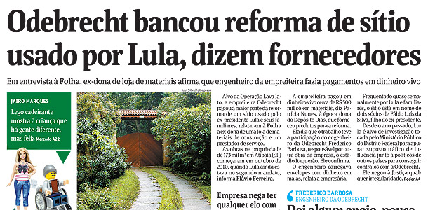 Odebrecht bancou reforma de stio usado por Lula, dizem fornecedores