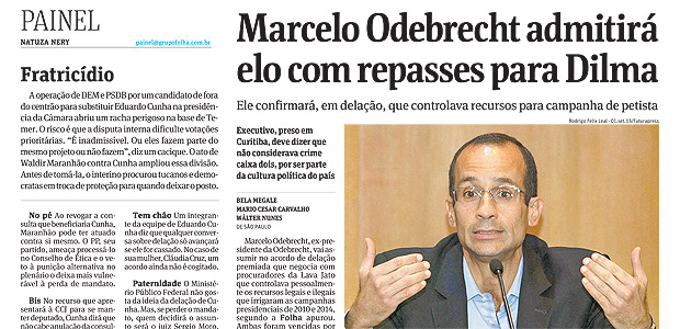 Marcelo Odebrecht admitir elo com repasses para Dilma