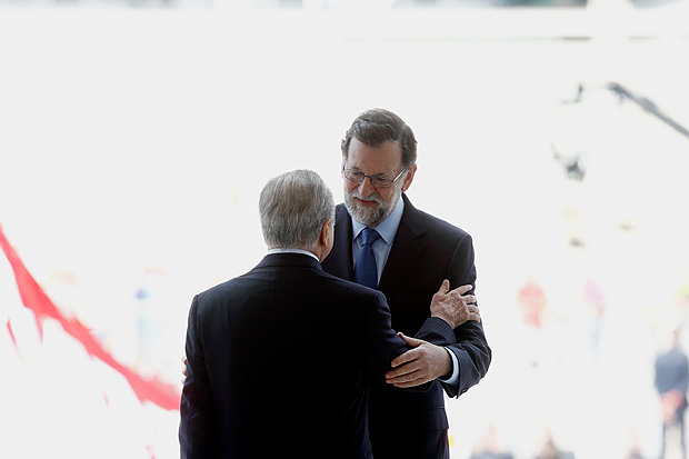 O primeiro ministro espanhol, Mariano Rajoy,  recebido pelo presidente Michel Temer durante visita oficial, no Palcio do Planalto