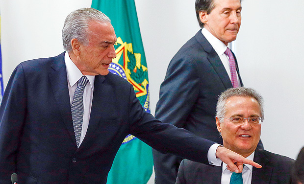 O presidente Michel Temer durante reunio com a bancada do PMDB do Senado, no Palcio do Planalto