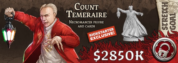 O conde Temeraire, um feiticeiro das trevas que no fica satisfeito "apenas em roubar seu sangue",  um dos personagens do jogo Zombicide