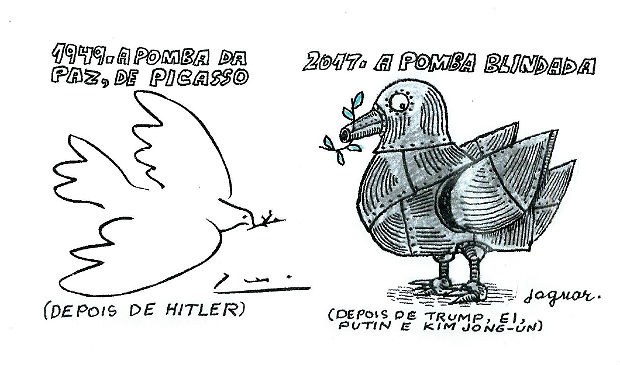 Charge de estreia do cartunista Jaguar na Folha, publicada em 30.jun.2017