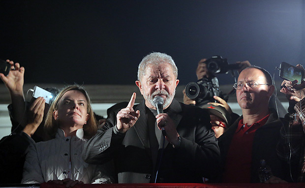 O ex-presidente Lula participa de ato em sua defesa em S�o Paulo