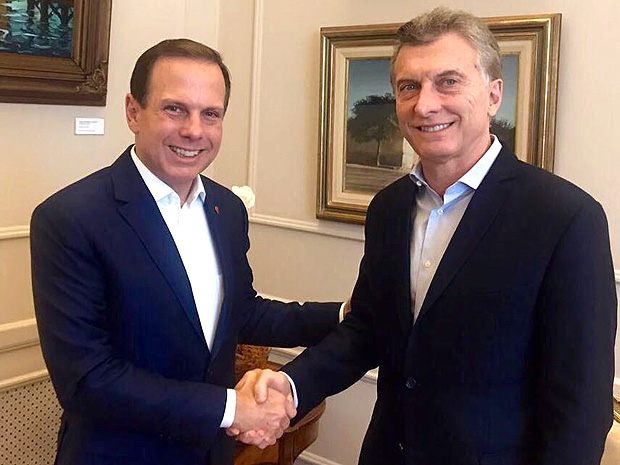 O prefeito Joo Doria em encontro com presidente da Argentina, Mauricio Macri, em Buenos Aires
