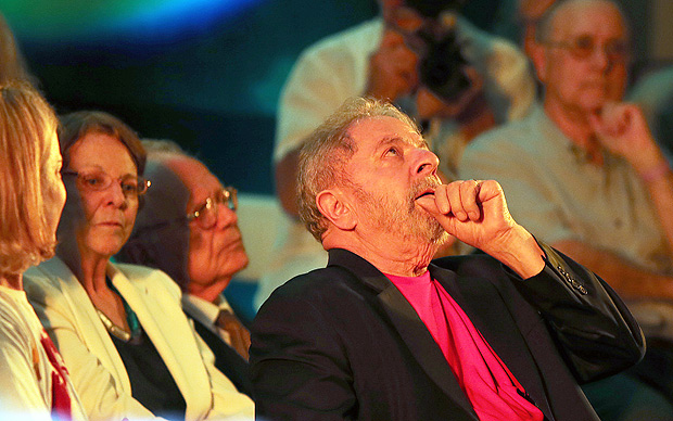 O ex-presidente Lula durante evento em sua defesa em São Paulo, no dia 18