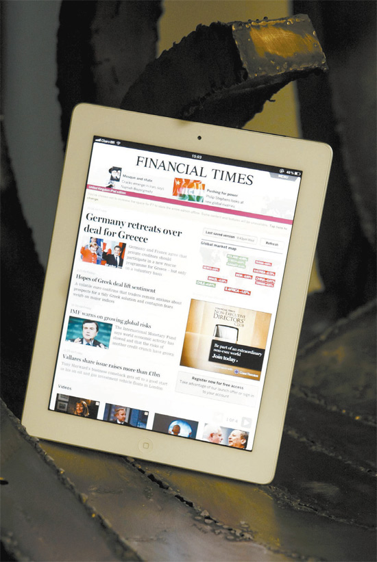 Aplicativo do 'Financial Times' baseado na web, otimizado para o iPad, tablet da Apple