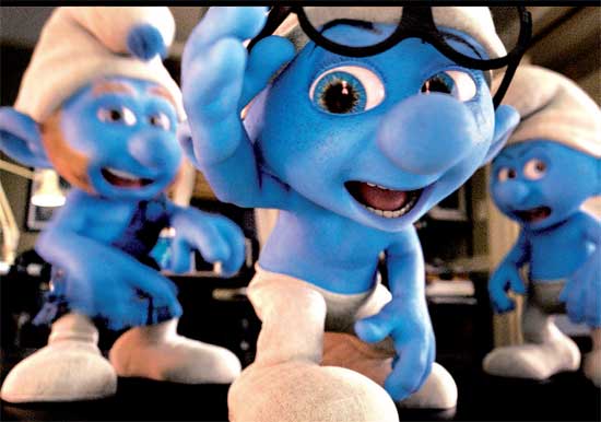 Cena da animação "Os Smurfs", um dos filmes em 3D em cartaz nas salas de cinema da capital paulista
