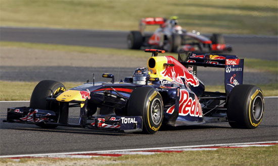 Vettel, piloto da Red Bull, durante o GP do Japo onde foi bicampeo mundial
