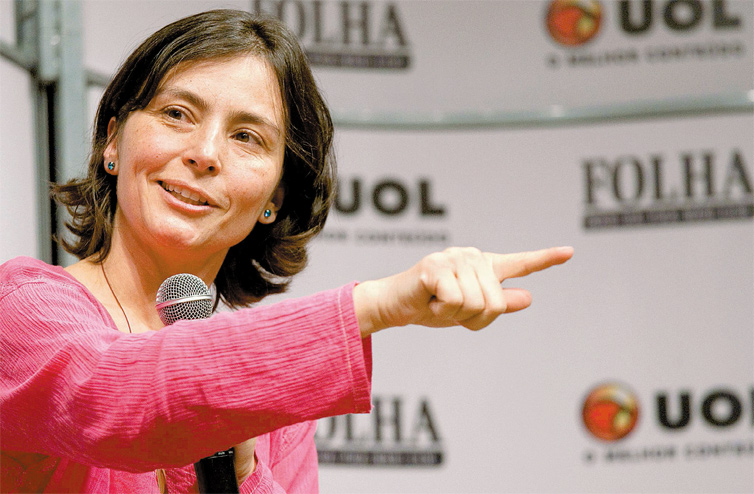 A candidata Soninha Francine (PPS) em sabatina da *Folha* e do UOL em 2012