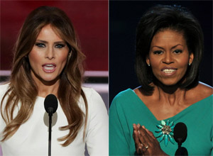 Melania Trump e Michelle Obama – Fotomontagem/AFP Melania Trump e Michelle Obama – Fotomontagem/AFP