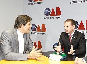 Ministro da Educao, Fernando Haddad, em reunio com o presidente da OAB, Ophir Cavalcante, sobre o Enem
