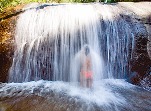 Cachoeira dos Trs Tombos em Ilhabela, que tem fcil acesso, no litoral Norte de So Paulo
