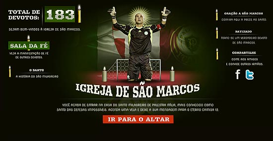 Reprodução do site Igreja de São Marcos *www.igrejadesaomarcos.com.br* feito por fãs do goleiro