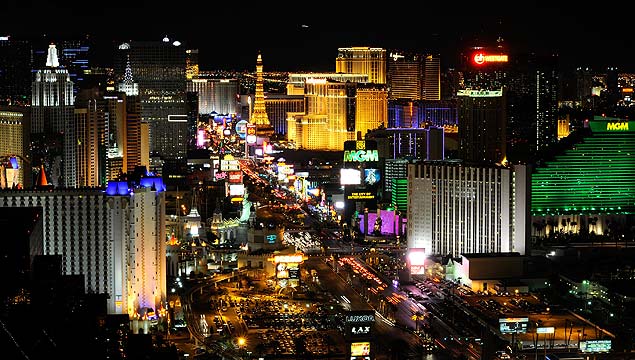 Vista da avenida Strip, em Las Vegas, Nevada