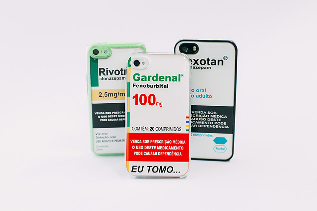 Capinhas de celular simulam embalagem de remdios como Rivotril, Gardenal e Lexotan