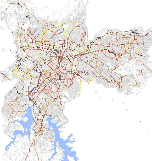 Mapa que integra o Plano de Mobilidade de So Paulo - Modo Bicicleta 