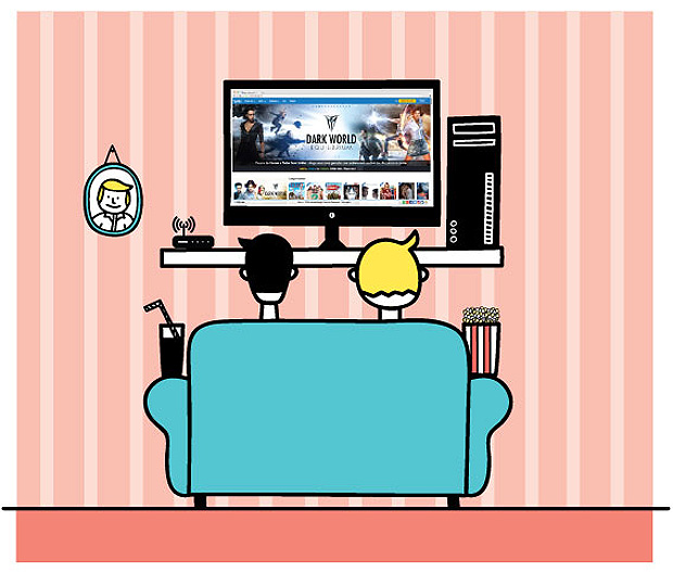 Ilustrao para reportagem sobre servios de streaming da seo P/ no sair da revista sopaulo
