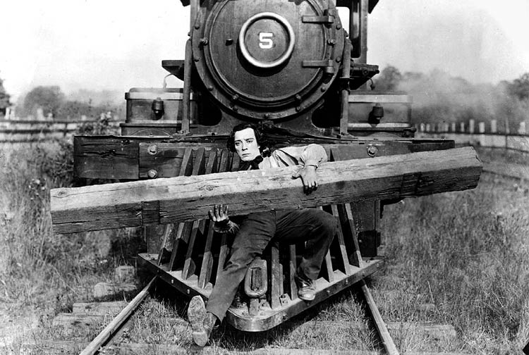O ator Buster Keaton no filme &quot;A General&quot; (1926) 